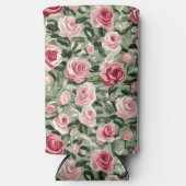 Rosa grüne Rose Selters Dosenkühler (Vorderseite)