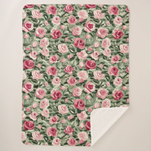 Rosa grüne Rose Sherpadecke