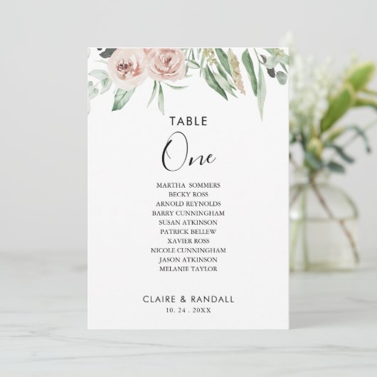 Rosa grüne Rose Tischnummer 1 Sitzplan (Stehend Vorderseite)