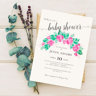 Rosa Grüne Rosen Blumen Garten Babyparty Einladung