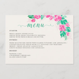Rosa grüne Rosenblüten Blumen Garten Hochzeit Menükarte