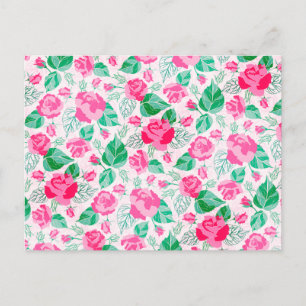 Rosa grüne Rosenblüten Blumen Garten Hochzeit Postkarte