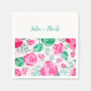 Rosa grüne Rosenblüten Blumen Garten Hochzeit Serviette