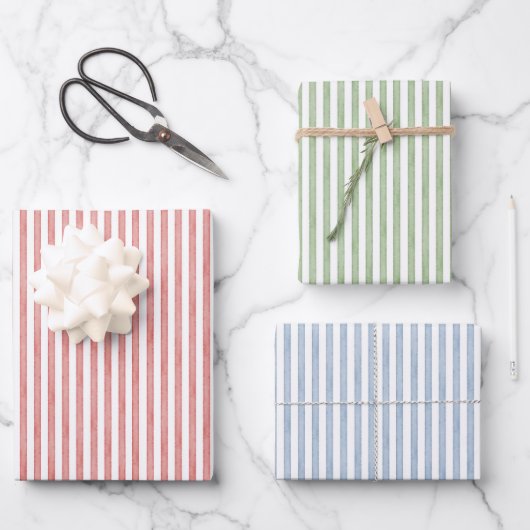 Rosa Grüne Rote Streifen Geburtstag Geschenkpapier Set (Vorderseite)