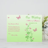Rosa, grüne Schmetterlingsflora-Hochzeitsprogramm (Stehend Vorderseite)