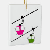 Rosa & grüne Skigondeln Keramikornament (Rechts)