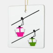 Rosa & grüne Skigondeln Keramikornament (Links)