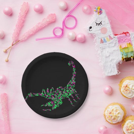 Rosa grüne Skorpianfarbe Pappteller (Party)