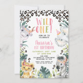 Rosa grüne Stammeswilde 1. Geburtstag Einladung (Vorderseite)