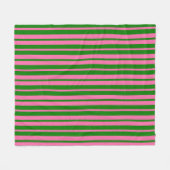 Rosa grüne stilvolle Streifenmuster-Design Fleecedecke (Vorderseite (Horizontal))