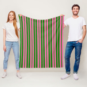 Rosa grüne stilvolle Streifenmuster-Design Fleecedecke
