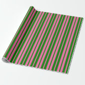 Rosa grüne stilvolle Streifenmuster-Design Geschenkpapier (Ungerollt)