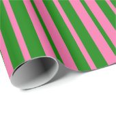 Rosa grüne stilvolle Streifenmuster-Design Geschenkpapier (Rolleneckpunkt)