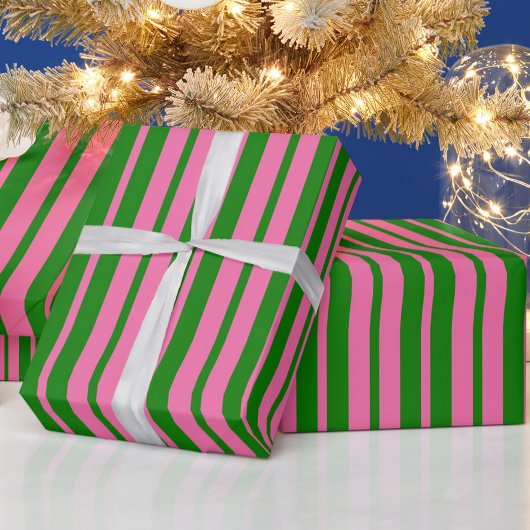 Rosa grüne stilvolle Streifenmuster-Design Geschenkpapier
