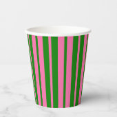 Rosa grüne stilvolle Streifenmuster-Design  Pappbecher (Vorderseite)
