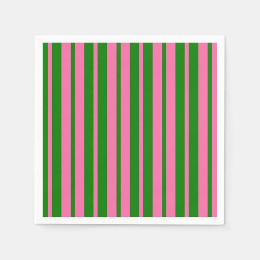 Rosa grüne stilvolle Streifenmuster-Design Serviette (Vorderseite)