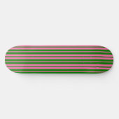 Rosa grüne stilvolle Streifenmuster-Design  Skateboard (Horizontal)