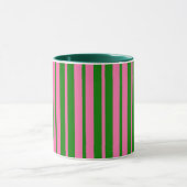 Rosa grüne stilvolle Streifenmuster-Design Tasse (Zentrum)