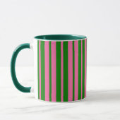 Rosa grüne stilvolle Streifenmuster-Design Tasse (Links)