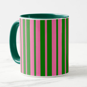 Rosa grüne stilvolle Streifenmuster-Design  Tasse