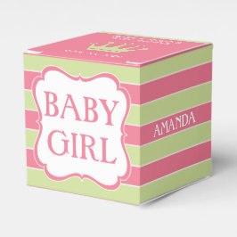 Rosa grüne Streifen Babydusche Gefälligkeitsbox 2" Geschenkschachtel