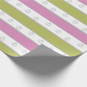 Rosa, grüne Streifen mit Zierleisten Geschenkpapier (Ecke)
