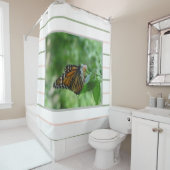 Rosa grüne Streifen Monarch Butterfly Duschvorhang (Beispiel)