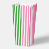 Rosa + grüne Streifen Popcorn Geschenkschachtel (Vorderseite)