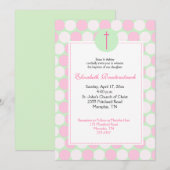 Rosa/grüne Taufe Einladung (Vorne/Hinten)