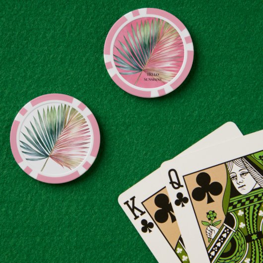 Rosa Grüne Tropische Blätter Pokerchips (Pokertisch (doppelt))