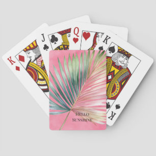 Rosa Grüne Tropische Blätter Spielkarten