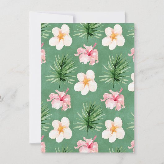 Rosa grüne tropische Blütendusche Einladung (Rückseite)