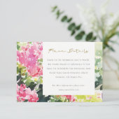 Rosa grüne tropische Bougainvillea Hochzeitsdetail Begleitkarte (Stehend Vorderseite)