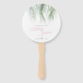 Rosa grüne tropische Palmen Aquarellkunst Fächer (Vorderseite)