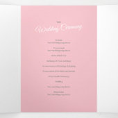 Rosa grüne tropische Palmen Aquarellkunst Hochzeit Dreifach-gefaltete Programmkarte (Innenseite Mitte)