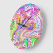 Rosa, grüne und blaue Bläschen Kunst Große Wanduhr (Winkel)