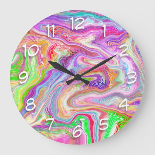 Rosa, grüne und blaue Bläschen Kunst Große Wanduhr (Vorderseite)