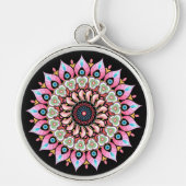 Rosa, grüne und blaue Blume Mandala Schlüsselanhän Schlüsselanhänger (Vorne)