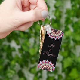 Rosa, grüne und blaue Blume Mandala Schlüsselanhän Schlüsselanhänger