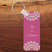 Rosa, grüne und blaue Blume Mandala Schlüsselanhän Schlüsselanhänger (Vorderseite)