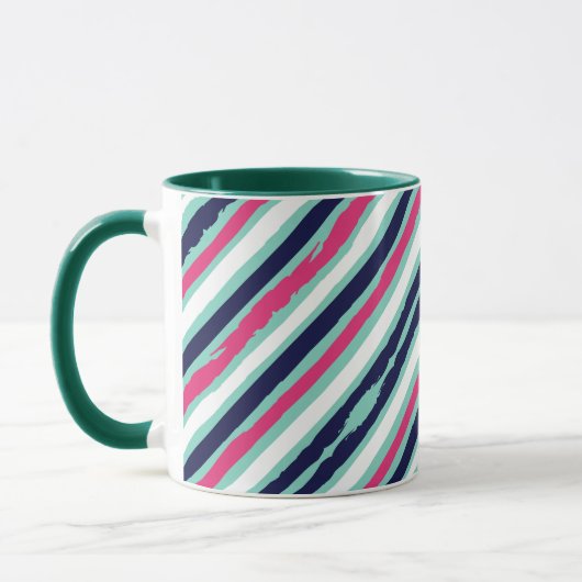 Rosa, grüne und blaue Farbstreifen Tasse (Links)