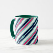 Rosa, grüne und blaue Farbstreifen Tasse (Vorderseite Links)