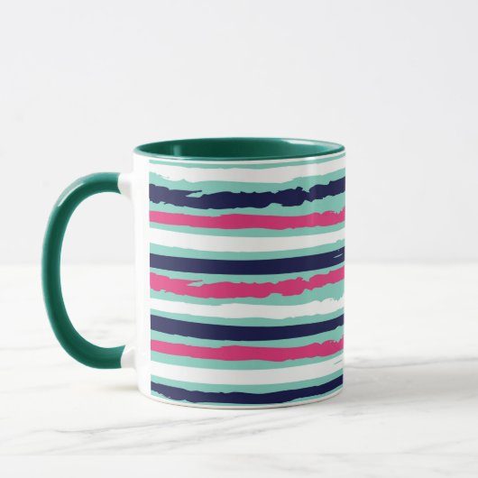 Rosa, grüne und blaue Farbstreifen Tasse (Links)