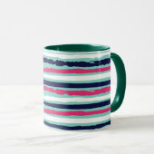 Rosa, grüne und blaue Farbstreifen Tasse (VorderseiteRechts)