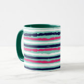 Rosa, grüne und blaue Farbstreifen Tasse (Vorderseite Links)