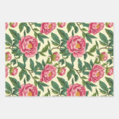 Rosa, grüne und gelbe Chinoiserie Blumen Geschenkpapier Set (Vorderseite 2)