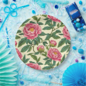 Rosa, grüne und gelbe Chinoiserie Blumen Pappteller (Party)