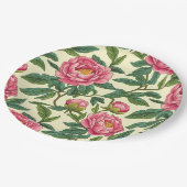 Rosa, grüne und gelbe Chinoiserie Blumen Pappteller (Schrägansicht)