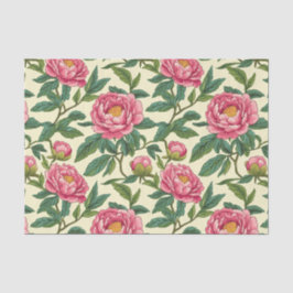 Rosa, grüne und gelbe Chinoiserie Blumen Seidenpapier