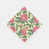 Rosa, grüne und gelbe Chinoiserie Blumen Serviette (Ecke)